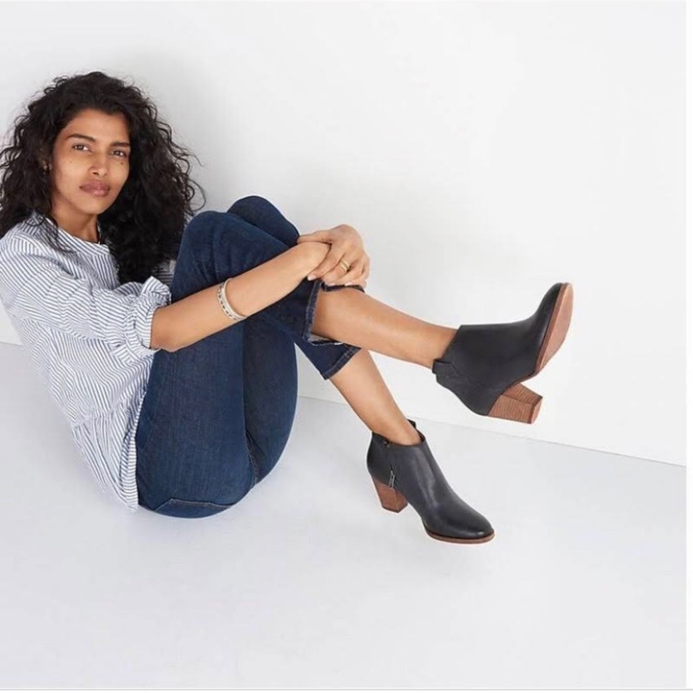 Madewell | The Billie Italian Leather Ankle Boot in Black Size 8